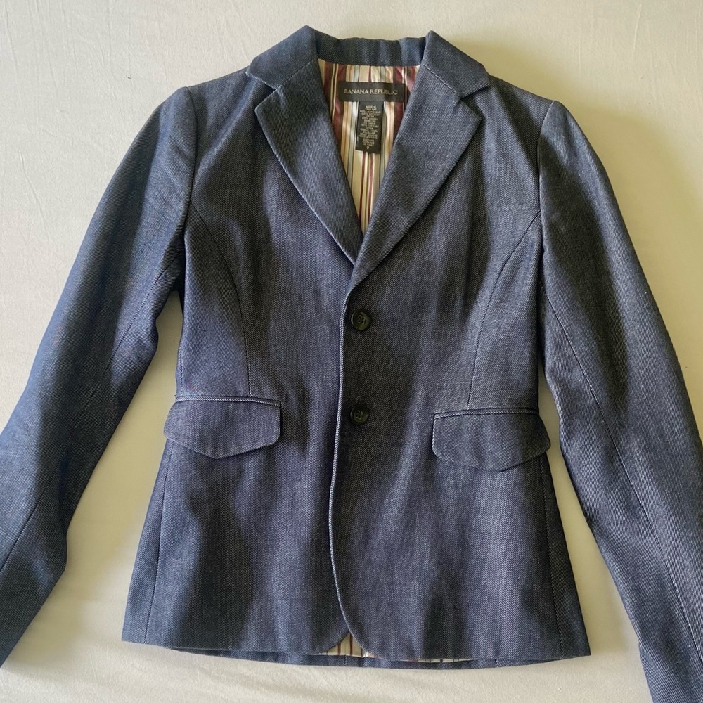 Banana Republic Vintage Womens Size 0 Navy Jean Blazer